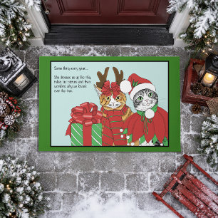 Lustige Weihnachtskatzen-Kostüme Feiertags-Humor Fußmatte