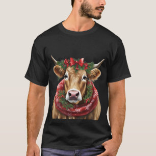 lustige Weihnachtskuh braun T-Shirt