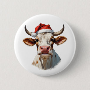 lustige Weihnachtskuh Button