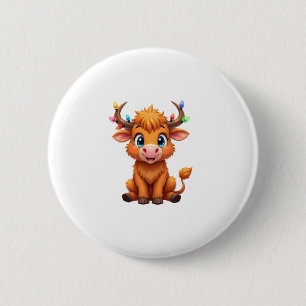 Lustige Weihnachtskuh Lichter Jungen Mädchen Süße Button