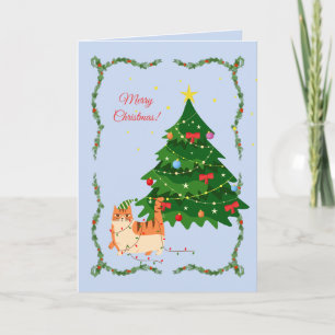 Lustige Weihnachtslichter Katze Karte
