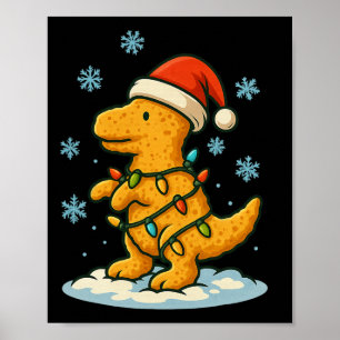 Lustige Weihnachtslichter um einen Dinosaurier-Häh Poster
