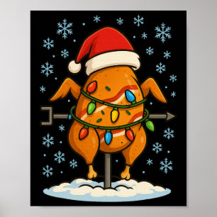 Lustige Weihnachtslichter umwickelte Rotisserie-Hä Poster