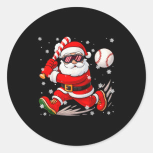 Lustige Weihnachtsmann Baseball Weihnachten Schlaf Runder Aufkleber