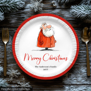 Lustige Weihnachtsmann Feiertags Festive Papier Te Pappteller