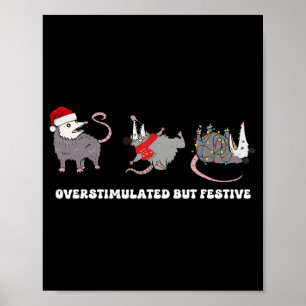Lustige Weihnachtsmann-Opossums überstimuliert, ab Poster