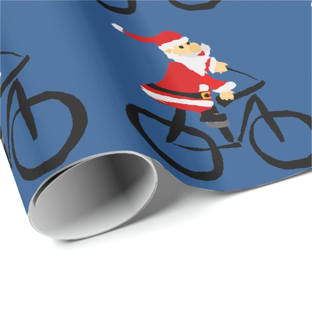 Lustige Weihnachtsmann-Reitfahrrad-Weihnachtskunst Geschenkpapier (Rolleneckpunkt)