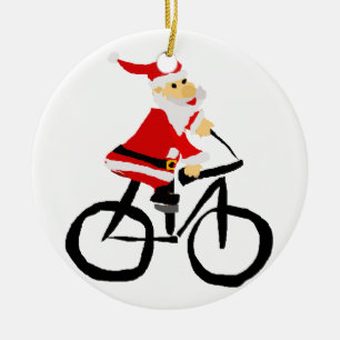 Lustige Weihnachtsmann-Reitfahrrad-Weihnachtskunst Keramikornament