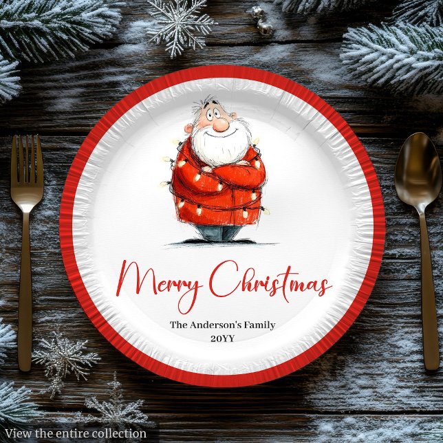 Lustige Weihnachtsmann Rot Weiße Weihnachtsfeier T Pappteller (Funny Santa Claus Red White Christmas Party Plates

)
