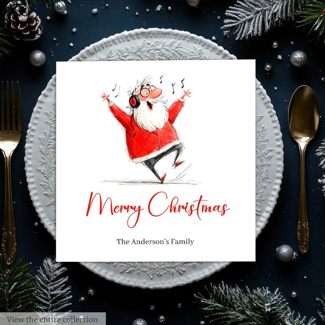 Lustige Weihnachtsmann-Wasserfarbe-Feierparty-Serv Serviette (Funny Santa Watercolor Holiday Party Napkins)