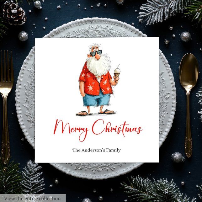 Lustige Weihnachtsmann-Wasserfarbe Fröhliche Feier Serviette (Funny Santa Watercolor Joyful Holiday Napkins)