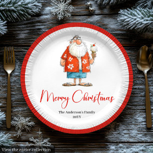 Lustige Weihnachtsmann-Wasserfarben-Feiertags-Tell Pappteller