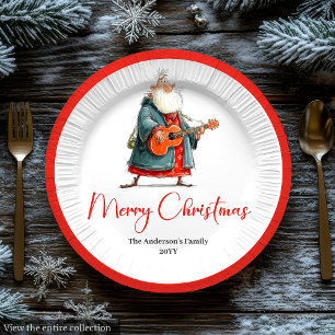 Lustige Weihnachtsmann-Wasserfarben-Weihnachtsplat Pappteller