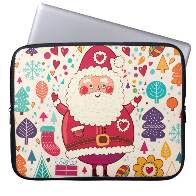 Lustige Weihnachtsmann-Weihnachtsillustration Laptopschutzhülle (Vorderseite)