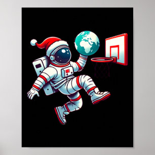 Lustige Weihnachtsmannmütze Astronaut Earth Basket Poster