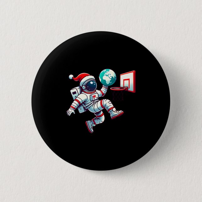 Lustige Weihnachtsmannmütze Astronaut Earth Dunkin Button (Vorderseite)