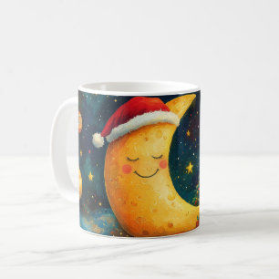 Lustige Weihnachtsmond-Galaxie-Feier Kaffeetasse