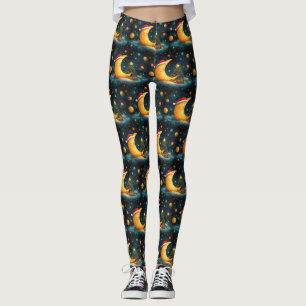 Lustige Weihnachtsmond-Galaxie-Feier Leggings