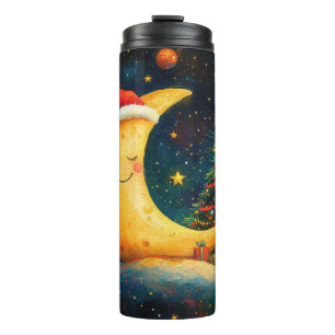 Lustige Weihnachtsmond-Galaxie-Feier Thermosbecher