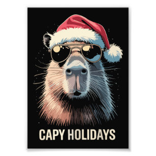 Lustige Weihnachtsmütze Capy Feiertage Xmas Capyba Fotodruck