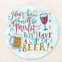 Lustige WeihnachtsPartymerlot-Wein-Bier-Typografie