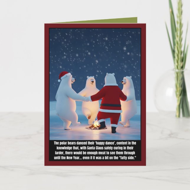 Lustige Weihnachtspolarbären Karte (Vorderseite)