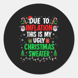 Lustige Weihnachtspullover wegen Inflation Für Runder Aufkleber