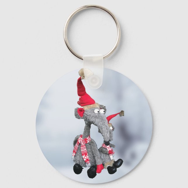 Lustige Weihnachtsratten Schlüsselanhänger (Vorderseite)