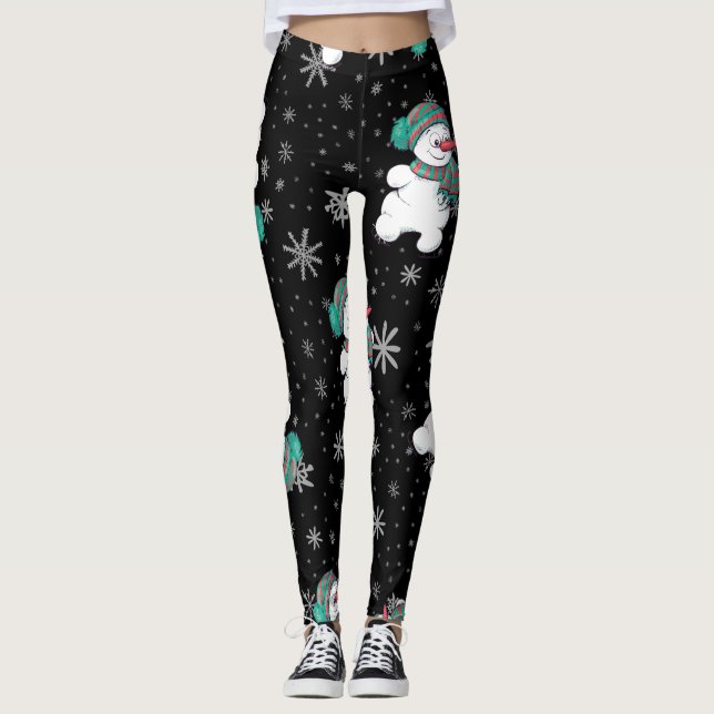 Lustige WeihnachtsSchneemann-Muster-Gamaschen Leggings (Vorderseite)