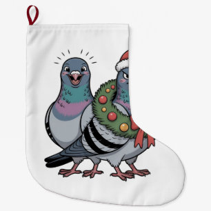 Lustige Weihnachtstauben Feiertagsvögel Großer Weihnachtsstrumpf