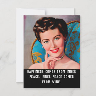 Lustige Wein Zitate Retro Hausfrau Flache Begrüßun Karte