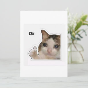 Lustige weinende Katze Daumen hoch Meme Aufkleber Einladung