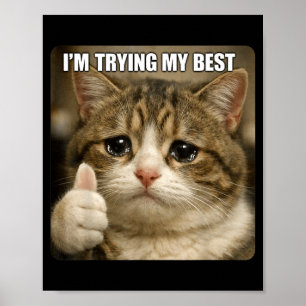 Lustige weinende Katzen-Meme für Männer Frauen Kin Poster