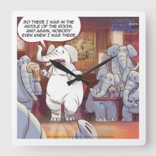 Lustige Weiße-Elefanten-Quadrat-Wanduhr Quadratische Wanduhr