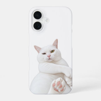 Lustige weiße Katze iPhone 16 Hülle – Niedliche mü