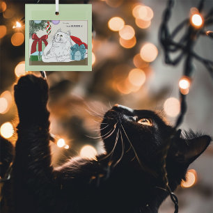 Lustige weiße Katzen-Weihnachtsbaum-Ornamente grün Ornament Aus Glas