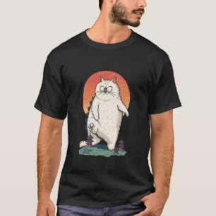 Lustige Weiße Mürrische Perser Catzilla Katze Vint T-Shirt