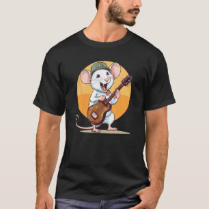 Lustige weiße Ratte Nagetier mit Gitarre für Junge T-Shirt