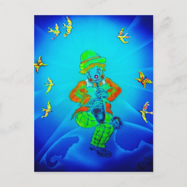 Lustige Welt Clown 2 Postkarte (Vorderseite)