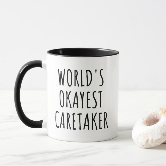 Lustige Welt Okayester Betreuer  Tasse (Mit Donut)
