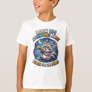Lustige Weltraumforscher-Waschbär-Illustration T-Shirt