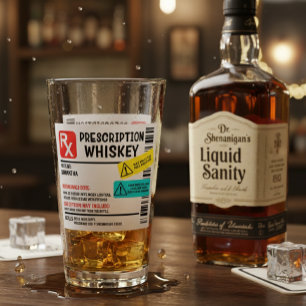 Lustige Whisky-Verschreibung Warnschild  Glas