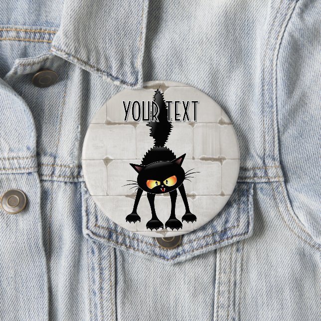 Lustige wilde schwarze Katze Cartoon  Button (Beispiel)