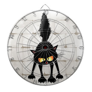 Lustige wilde schwarze Katze Cartoon  Dartscheibe