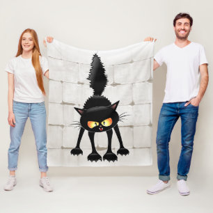 Lustige wilde schwarze Katze Cartoon  Fleecedecke
