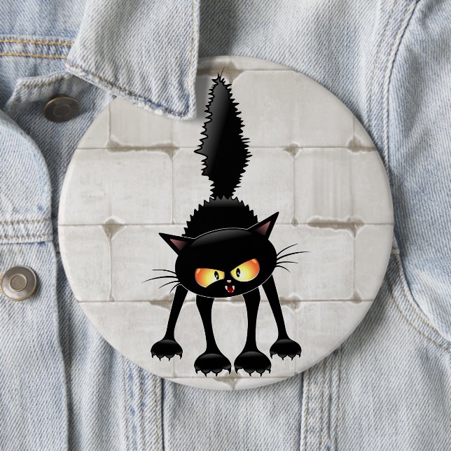 Lustige wilde schwarze Katzen-Cartoon  Button (Beispiel)