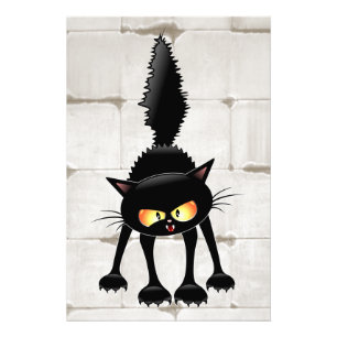 Lustige wilde schwarze Katzen-Cartoon Fotodruck
