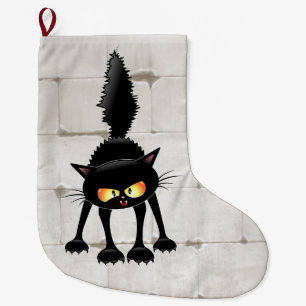 Lustige wilde schwarze Katzen-Cartoon  Großer Weihnachtsstrumpf
