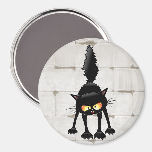 Lustige wilde schwarze Katzen-Cartoon  Magnet