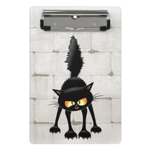 Lustige wilde schwarze Katzen-Cartoon  Mini Klemmbrett